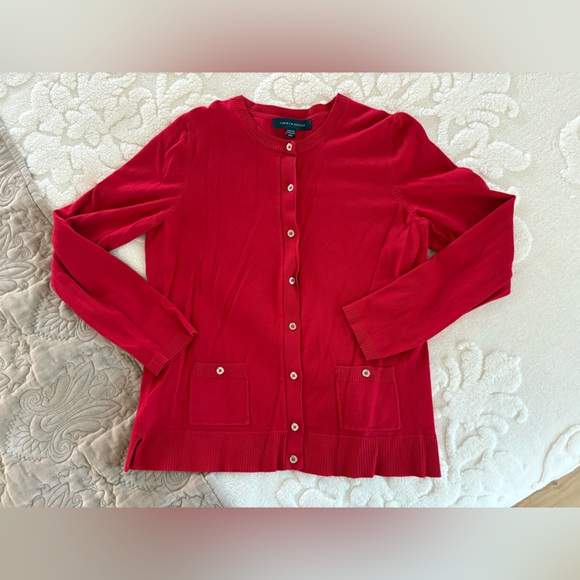 Tommy Hilfiger Sweaters - Tommy Hilfiger Red Gold Button Cardigan Size M